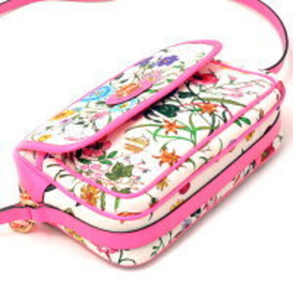 Gucci Flora Flower Shoulder Bag Canvas Leather Floral Multicolor - Picture 3 of 3
